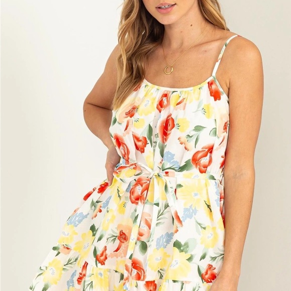 White Floral Mini Fit and Flare Mini Dress NWT - Picture 5 of 7